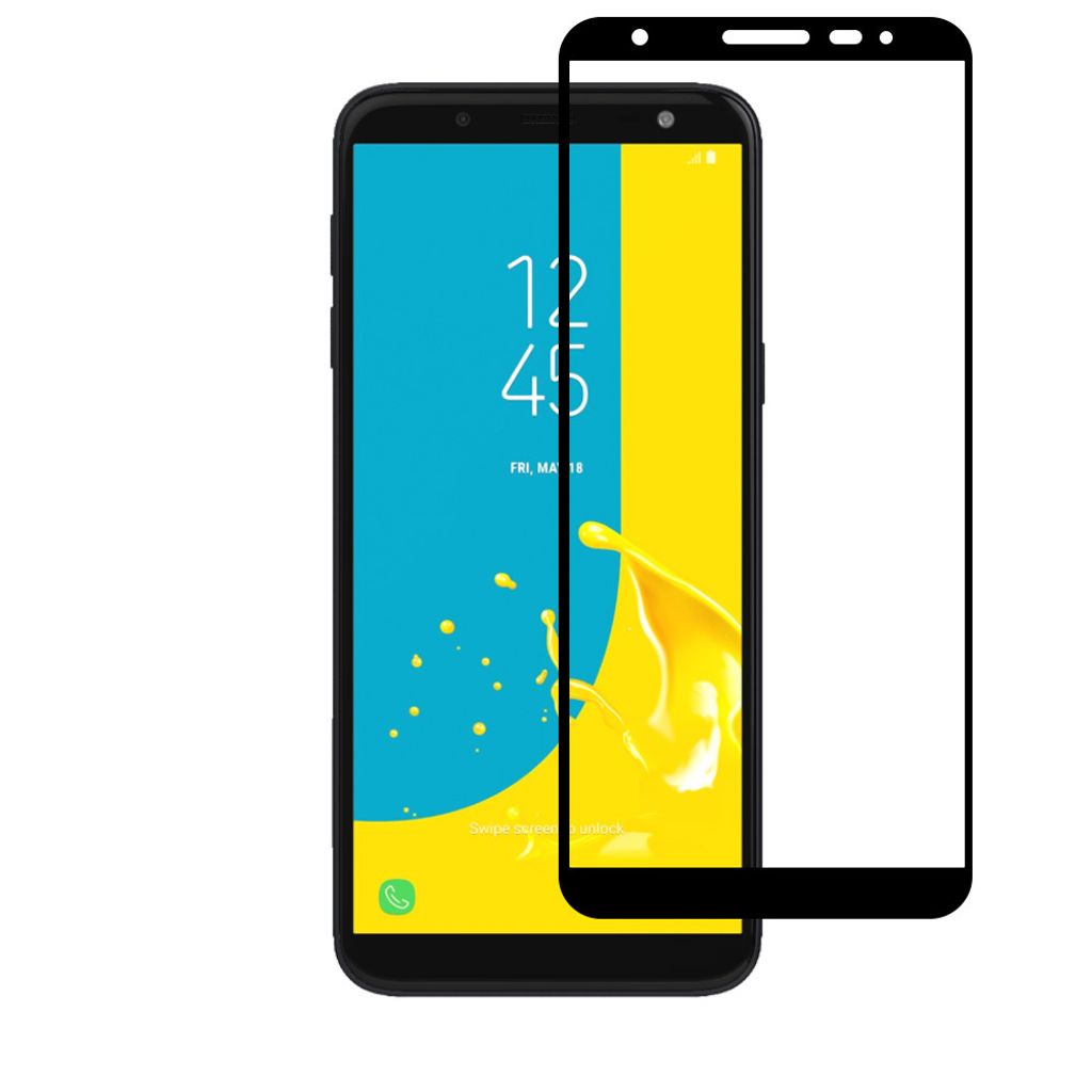 Displayschutzfolie passend für Samsung Galaxy J6 2018 - Full Cover Tempered Glass mit rundem Rand - Tempered Glass mit abgerundeten Ecken