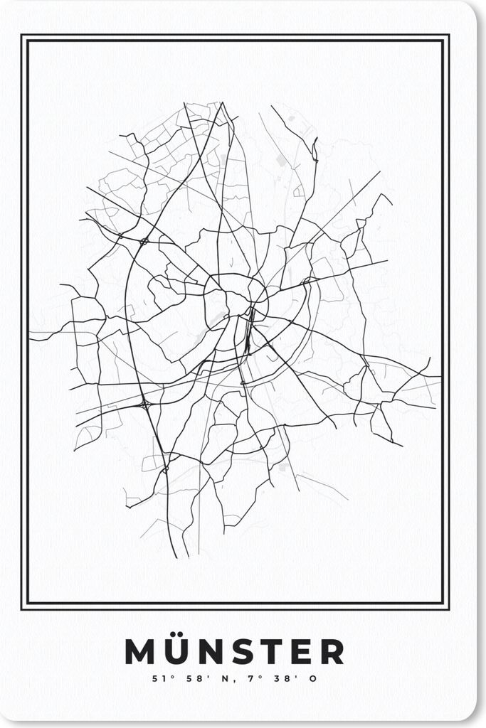 MuchoWow Mauspad Mousepad Karte - Münster - Schwarz-Weiß - Stadtplan 18x27 cm - Mousepads - Maus Mat - Pad - Mausunterlage