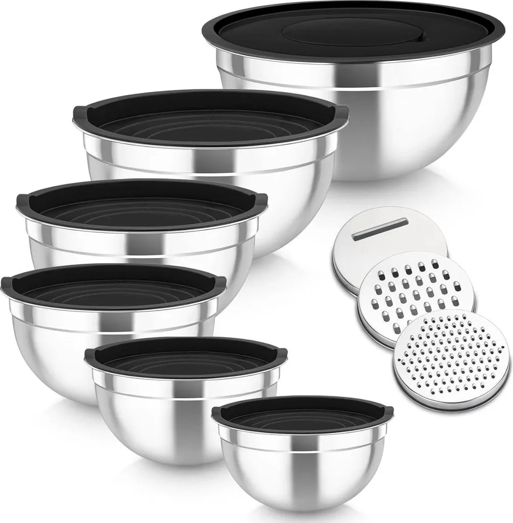 Set 6 Ciotole TEAMFAR Inox Nero - Resistenti e Facili da Pulire
