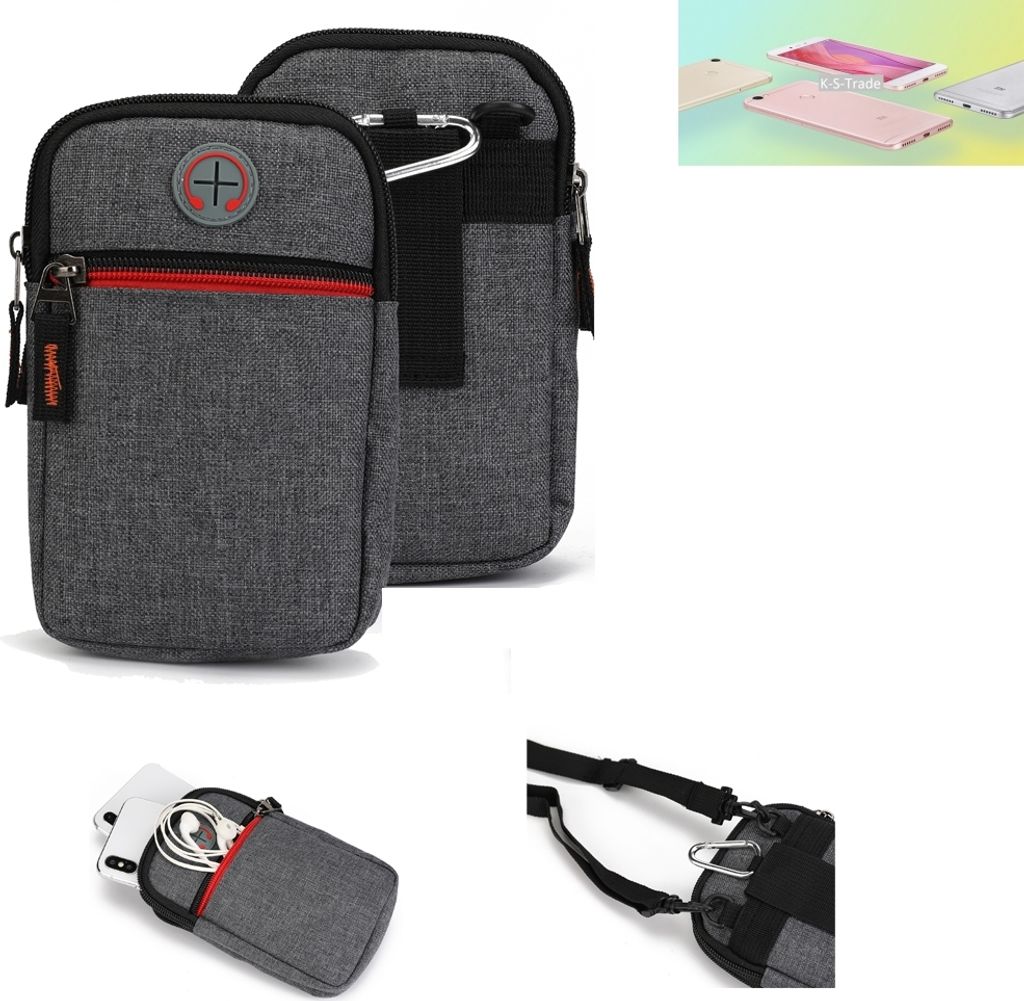 K-S-Trade Holster Gürtel Tasche kompatibel mit Xiaomi Redmi Note 5A Handy Tasche Schutz Hülle grau Zusatzfächer 1x