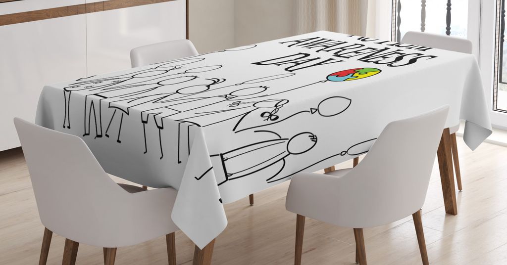 ABAKUHAUS Autismus Tischdecke, Symbolische Zeichnung der Kinder, Pflegeleicht mit Modernster Druck Technologie Waschbar und Personalisiert, 140 x 1...