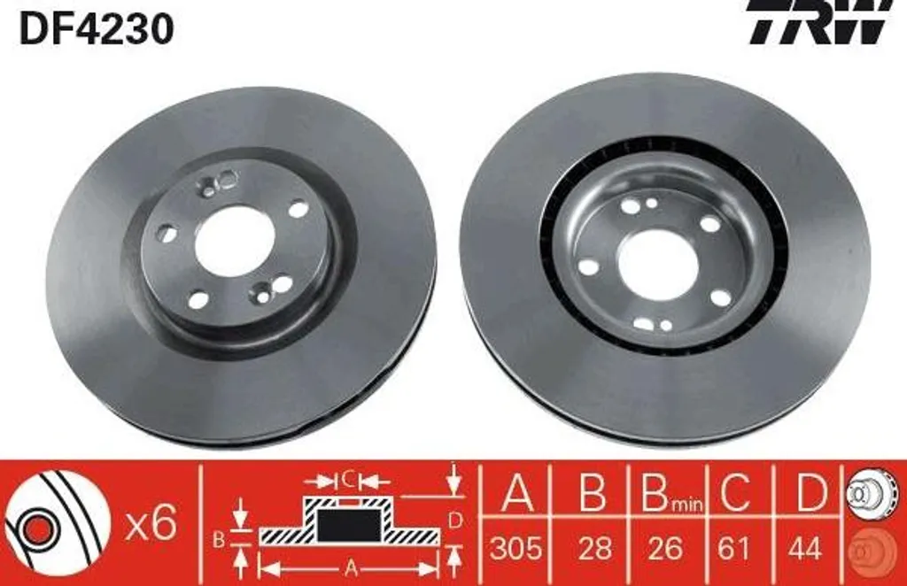 Disque de frein ventilé TRW pour Renault Espace et Avantime V6 dCi