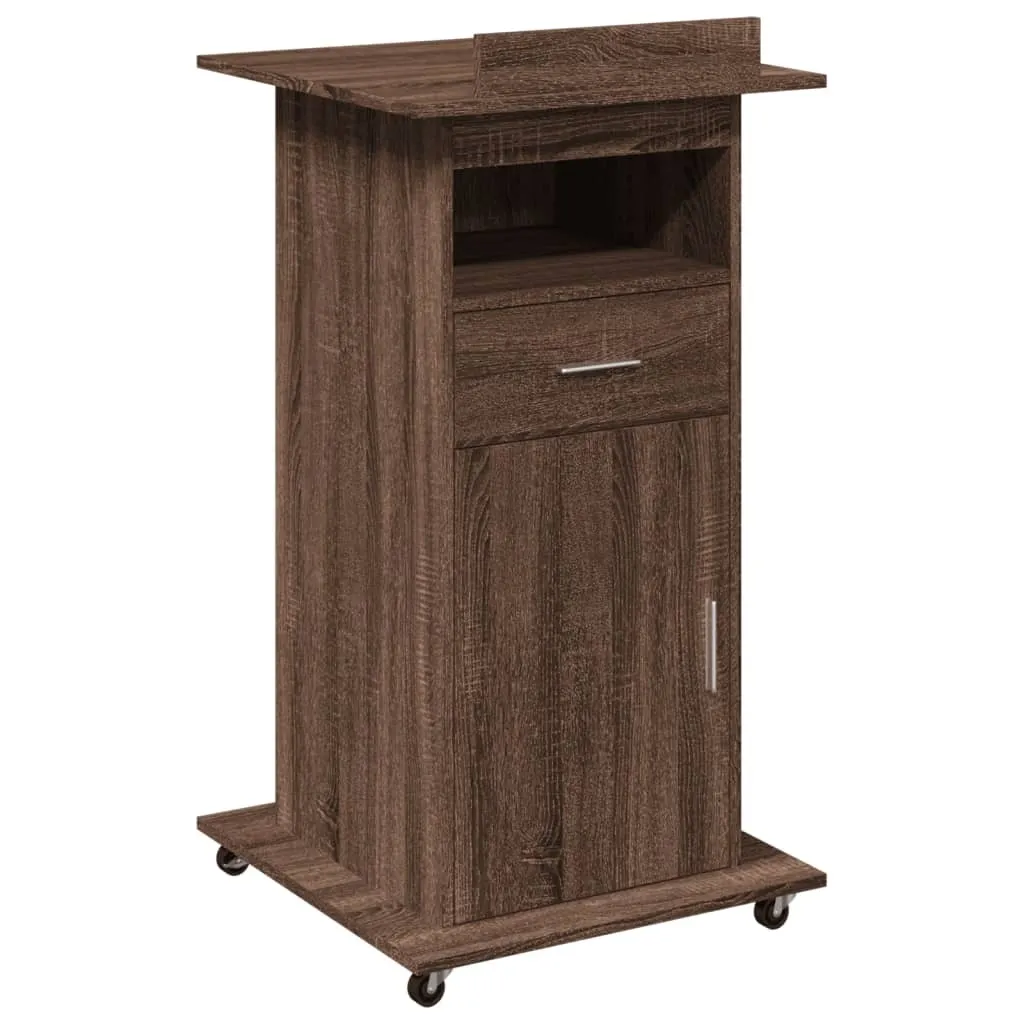 Supporto per Presentazioni vidaXL Rovere Marrone 55x55x107cm con Cassetto