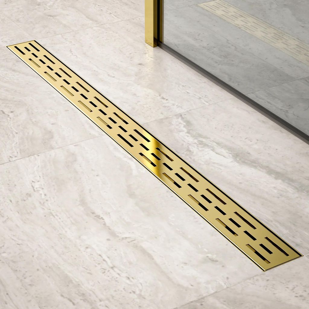 Duschrinne – 90 cm – Gold – Standardrost – Edelstahl – mit Produktbild 