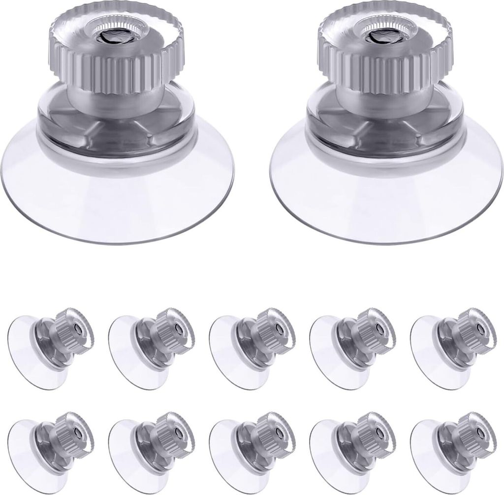 12 Stück Saugnäpfe mit Gewinde Ø25mm | Transparente PVC Saugknöpfe | Extra Stark für Fenster, Auto, Dekoration