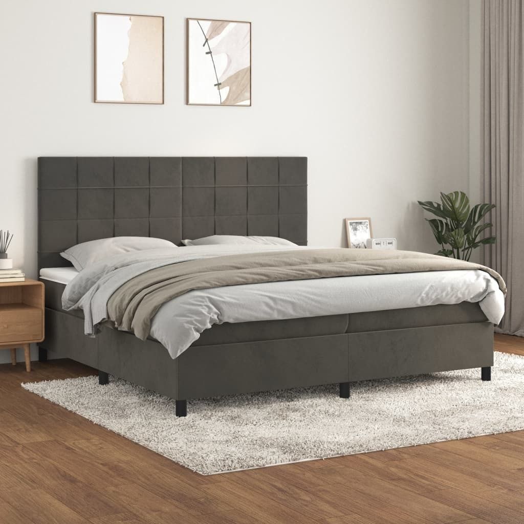 Maison Exclusive - Boxspringbett mit Matratze Dunkelgrau 200x200 cm Samt