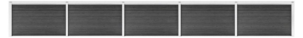Zaunelement Set mit Pfosten Sichtschutz Windschutz Zaun Gartenzaun Lamellenzaun Sichtschutzzaun Windschutzzaun WPC 872x105cm Schwarz