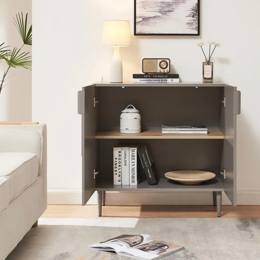 Buffet Starvili Gris : Solution de Rangement Compacte pour Petit Salon - 2