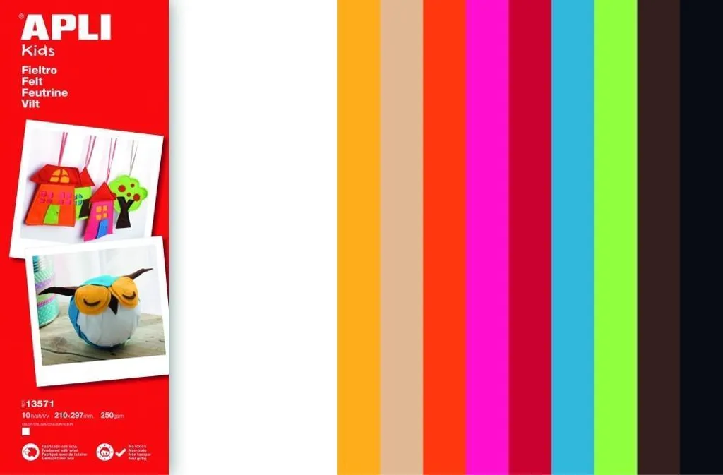 Lot de feutrine A4 pour bricolage enfant et déco - 10 feuilles multicolores