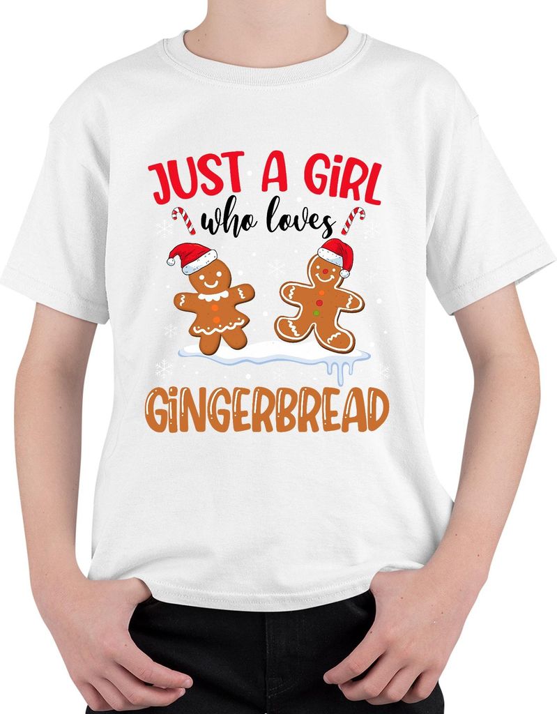 Just A Girl Who Loves Gingerbread Weihnachten Lebkuchen Uni Kinder T-Shirt, Weiß, 104