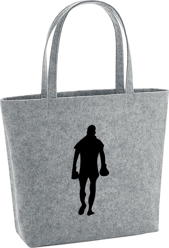 Huuraa Filzshopper Boxer Silhouette 22 Liter Grey Melange Filztasche Geschenkidee