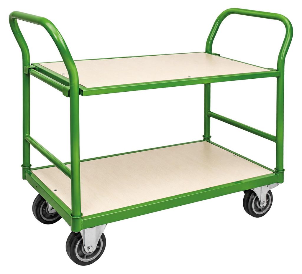 Etagenwagen höhenverstellbar Tragkraft 250 kg Stahlrahmen 2 Etagen Vollgummiräder Transportwagen