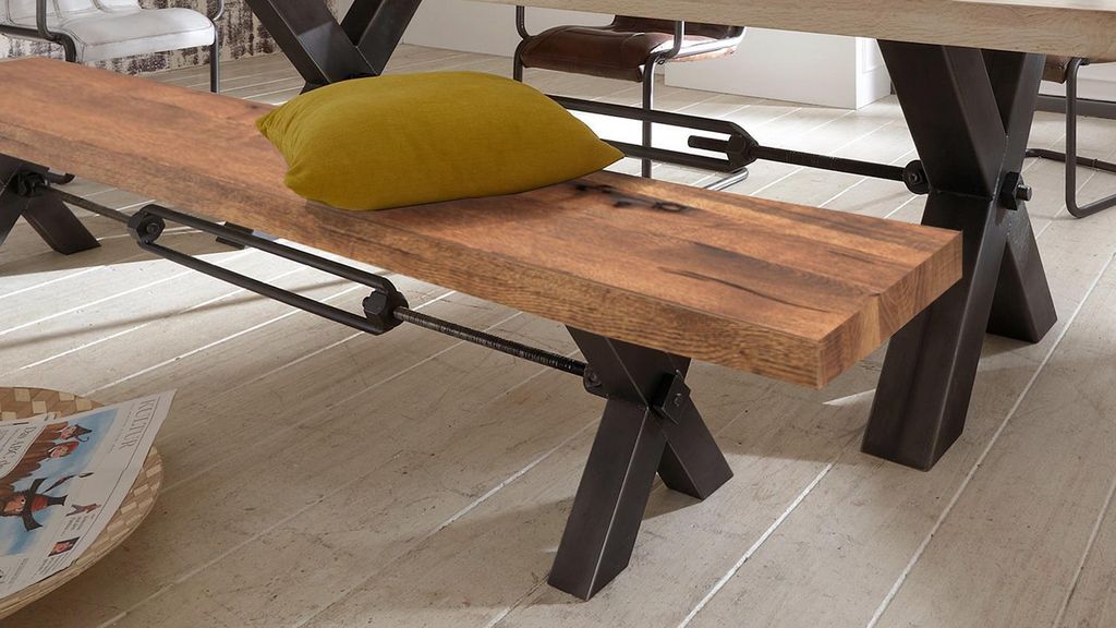 Bank Kansas Sitzbank Industrial Design 240 cm Rustic Oak