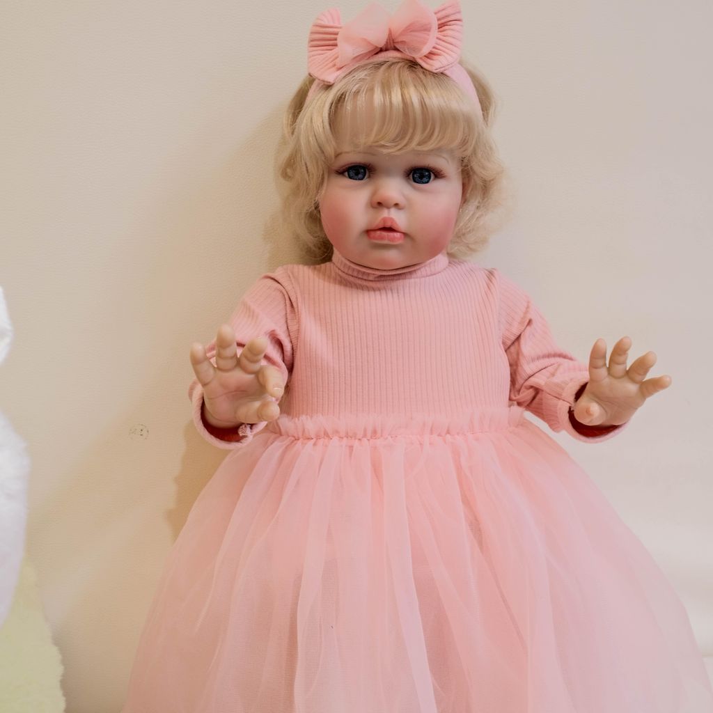 60 Cm Große, Lebensechte Reborn-Babypuppe Mit Stoffkörper, Handgeknüpften Haaren Und Kuscheligem Baby-Mädchen