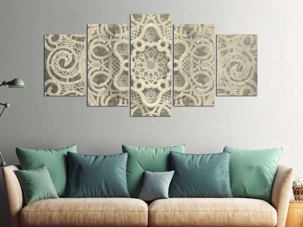 Akustikbild Abstrakt Mandala 200x100 cm Bilder Akustikschaum Hochleistungsschallabsorber Schallschutz Leinwand 5 tlg Wandbild Raumakustik Schalldä...