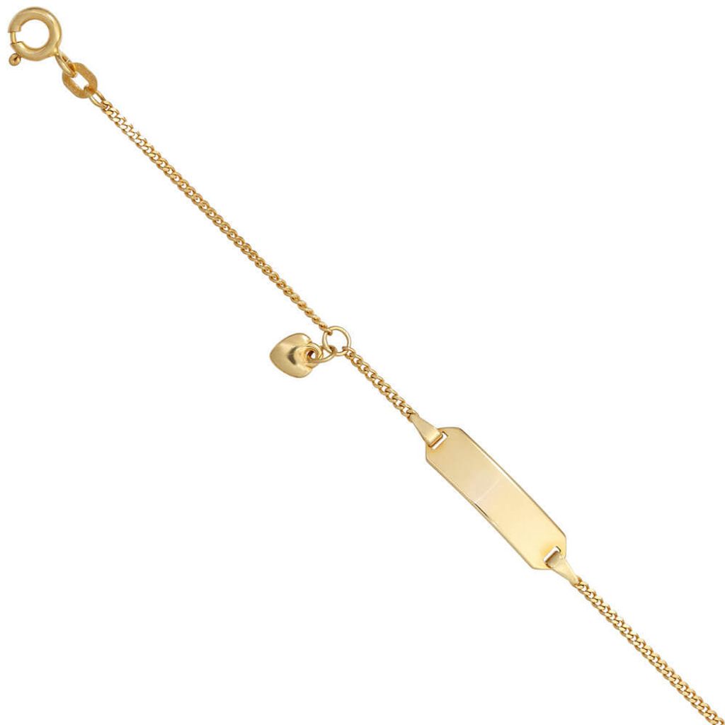 Armband Schildband mit Herz 585 Gold Gelbgold Kinder Armschmuck 14cm