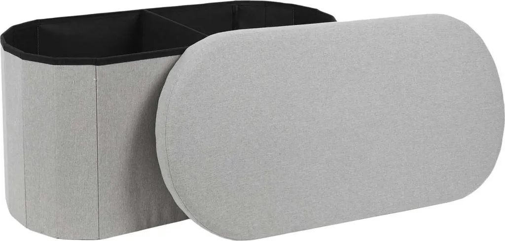 Pouf gris rectangulaire pour salon et chambre avec rangement intégré 76cm
