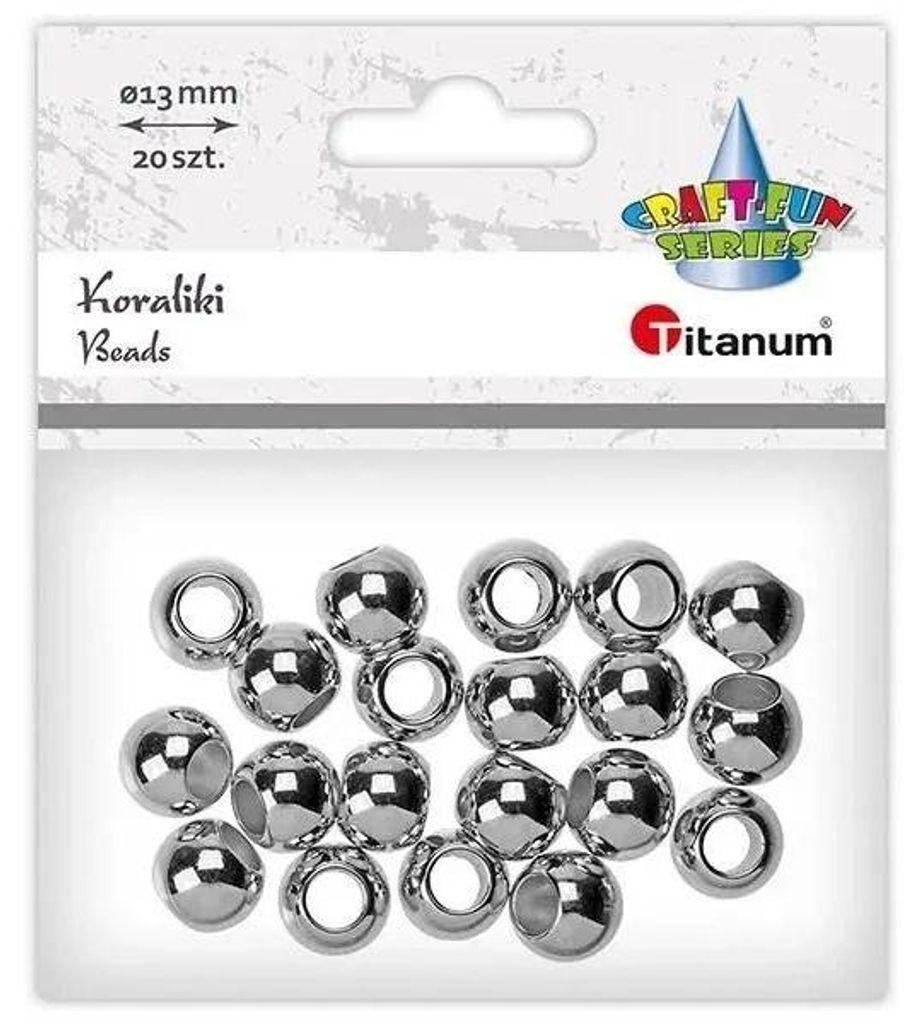 Kunststoffperlen 13 mm, 20 Stück, silberfarben – Titanum Produktbild 