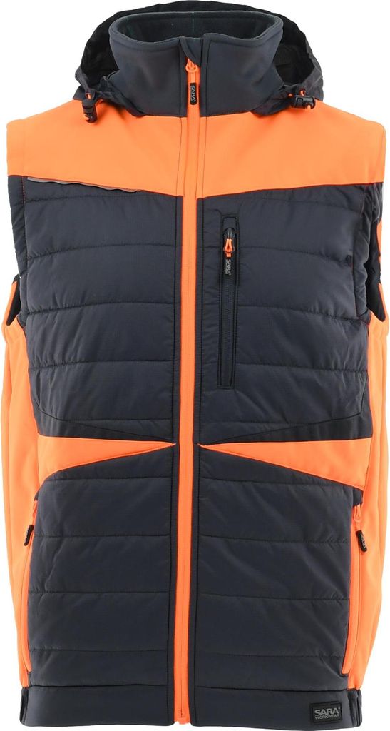 Sara Workwear Arbeitsweste hybrid "COMFORT PLUS" 260 g/m² mit Reflexstreifen graphite/orange L