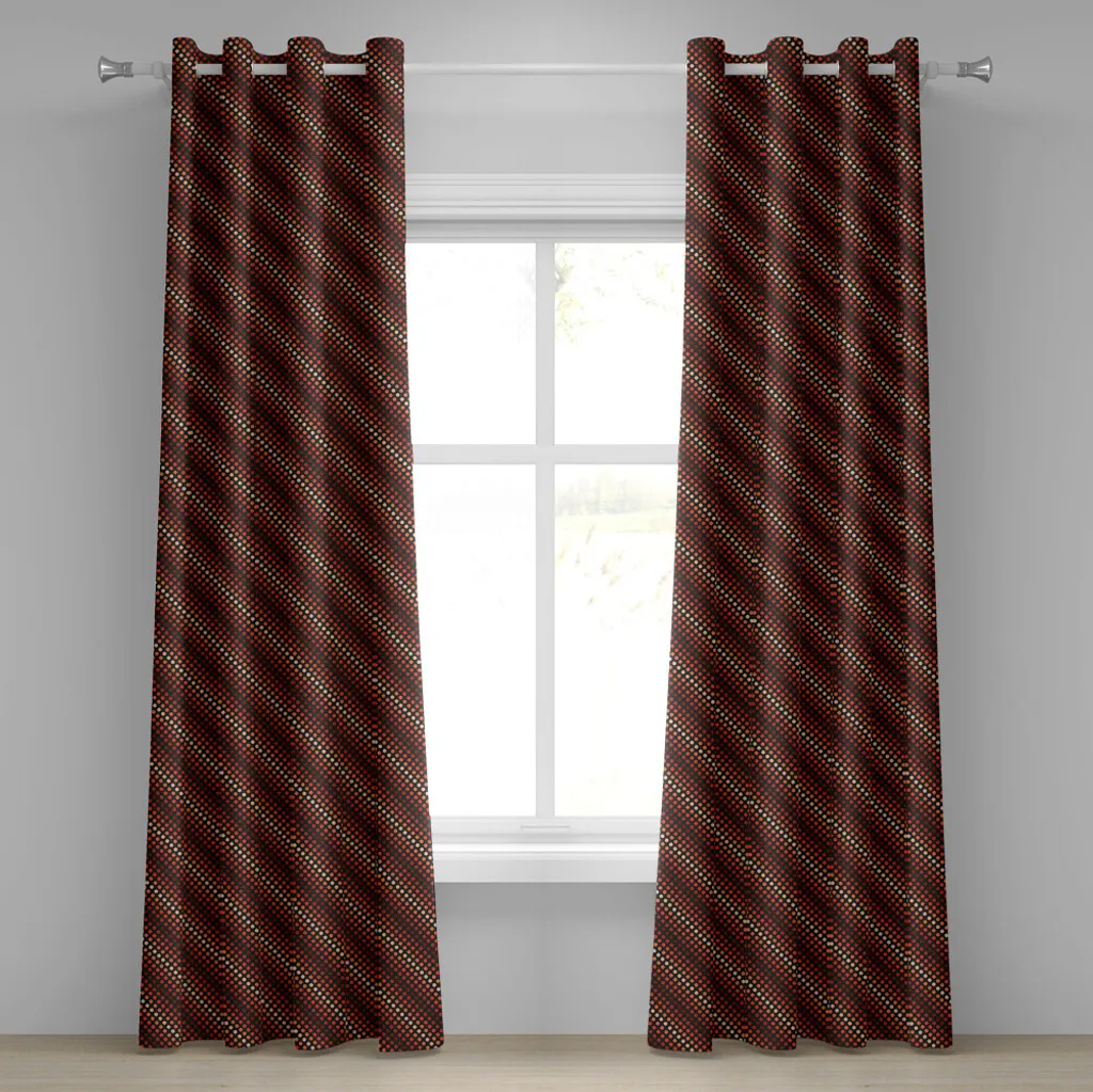 Rideau de salon style rétro pour déco vintage brun foncé 280x175cm