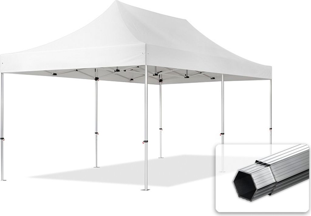 TOOLPORT 3x6m Aluminium Faltpavillon, ohne Seitenteile, weiß