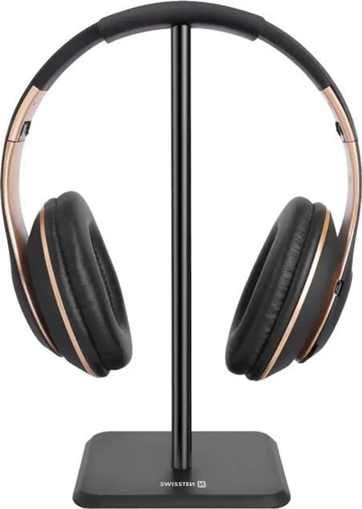 Stand Cuffie Swissten Alluminio Nero: Supporto Universale Minimal