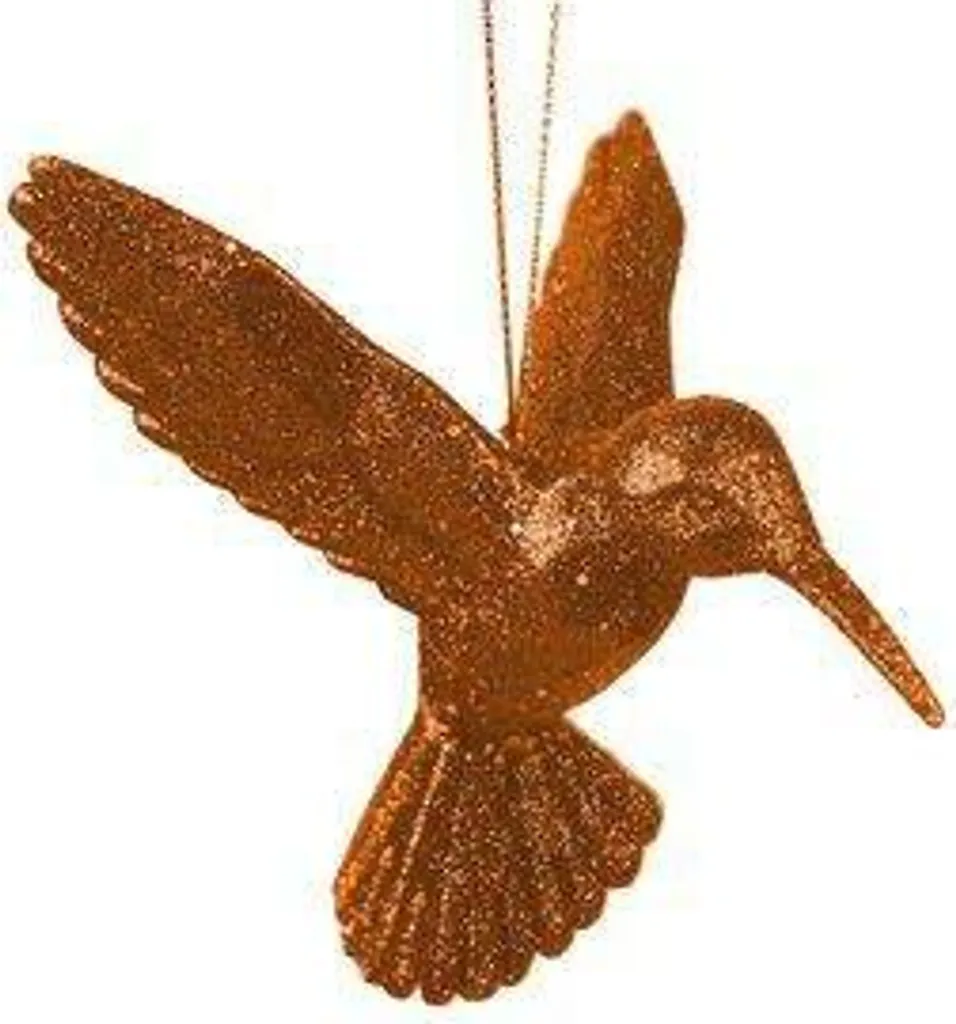 Suspension Sapin de Noël Colibri Blanc et Paillettes - Ornement Résine