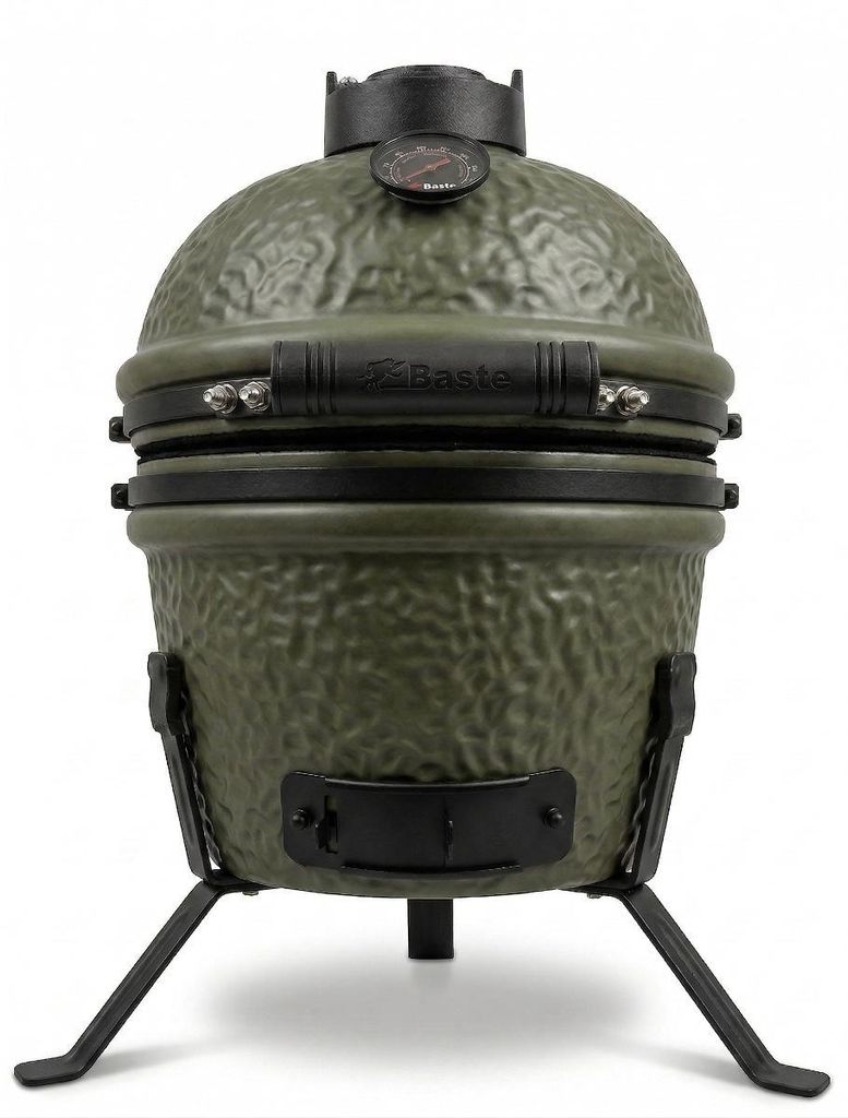 BASTE Kamado Keramikgrill Mini Tischgrill 13 Zoll Olivgrün