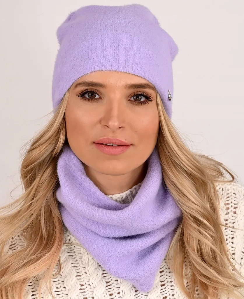 Set Invernale Viola Berretto e Sciarpa Alpaca Donna Mod. AL1 - 4