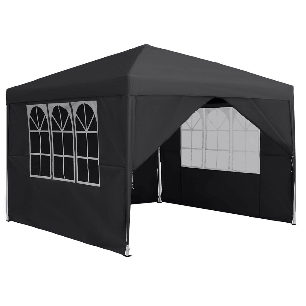 NAIZY 3x3 m Faltpavillon, wasserdicht & UV-Schutz, stabiler Gartenpavillon mit 4 Seitenteilen, inkl. Tragetasche – Anthrazit