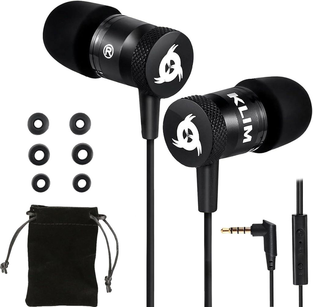 KLIM Fusion In-Ear Kopfhörer mit Mikrofon, Memory Foam, 3.5 mm Klinke, Geräuschisolierung, Gaming & Sport geeignet