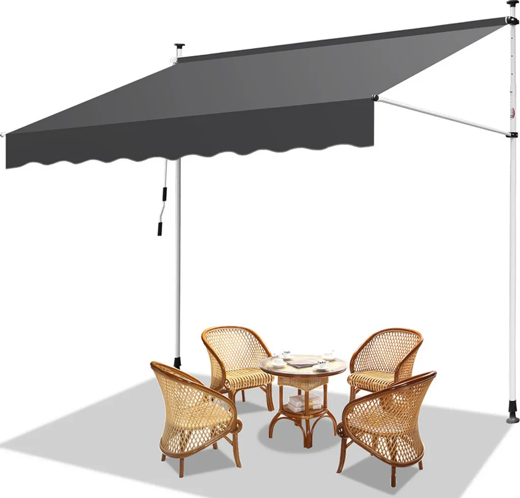 Tenda da sole Hengda Tenda da sole articolata idrorepellente per balcone Tenda da sole per balcone Protezione solare Tenda da sole a morsetto Grigio 2,5 m