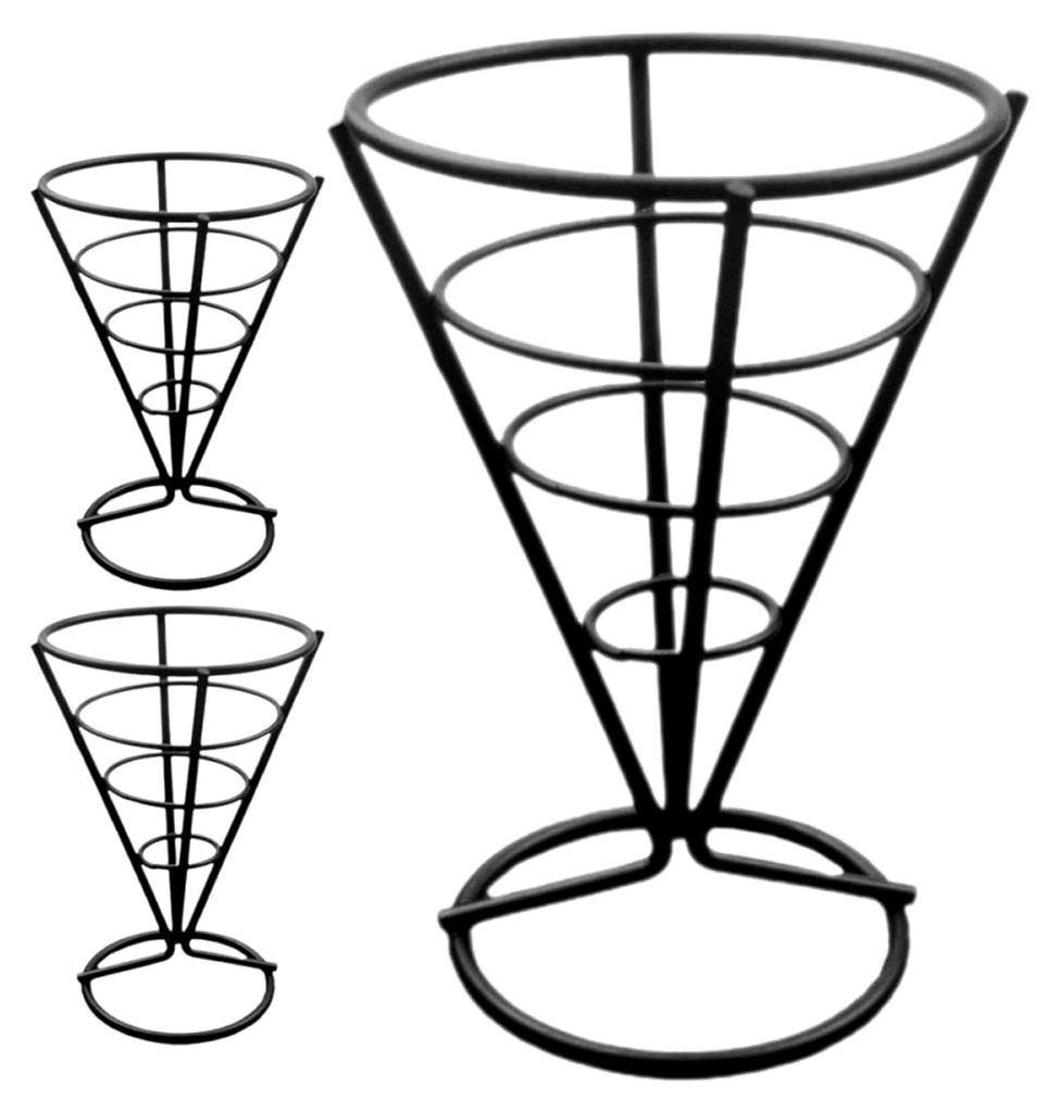 3 Stück Pommes-Halter aus Edelstahl mit kegelförmigem Design – Praktischer Snackkorb für Hochzeiten und Lounges, fein verarbeitet und einfach ...