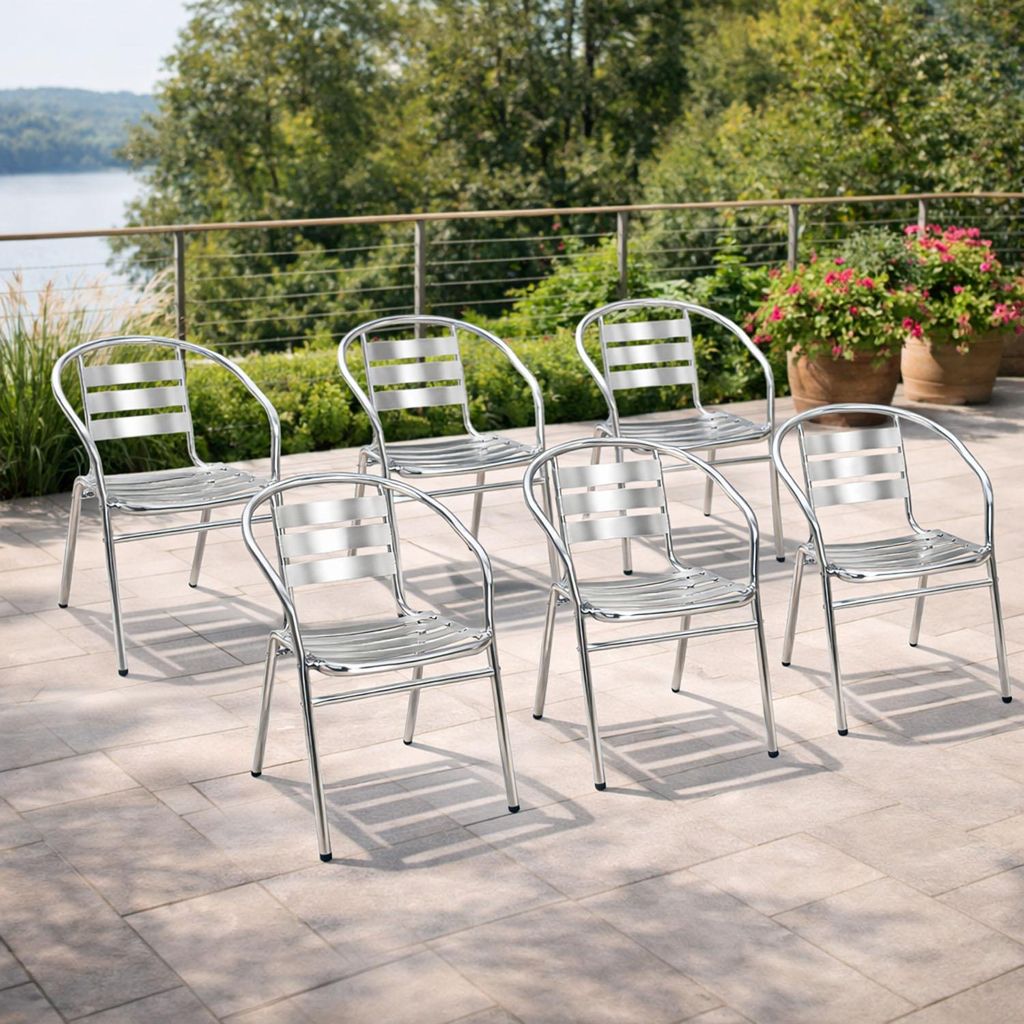 6 Stk. stabile Aluminium Bistrostuhl Stapelstuhl Gartenstuhl stapelbar