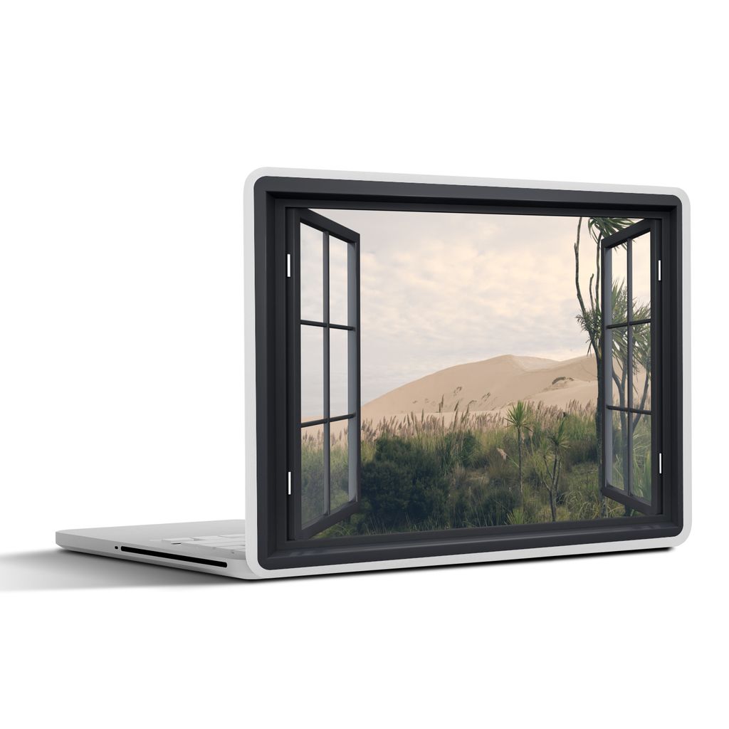 MuchoWow Laptop Aufkleber Sticker Cover Ansicht - Düne - Grün 30x22 cm - Laptop-Sticker