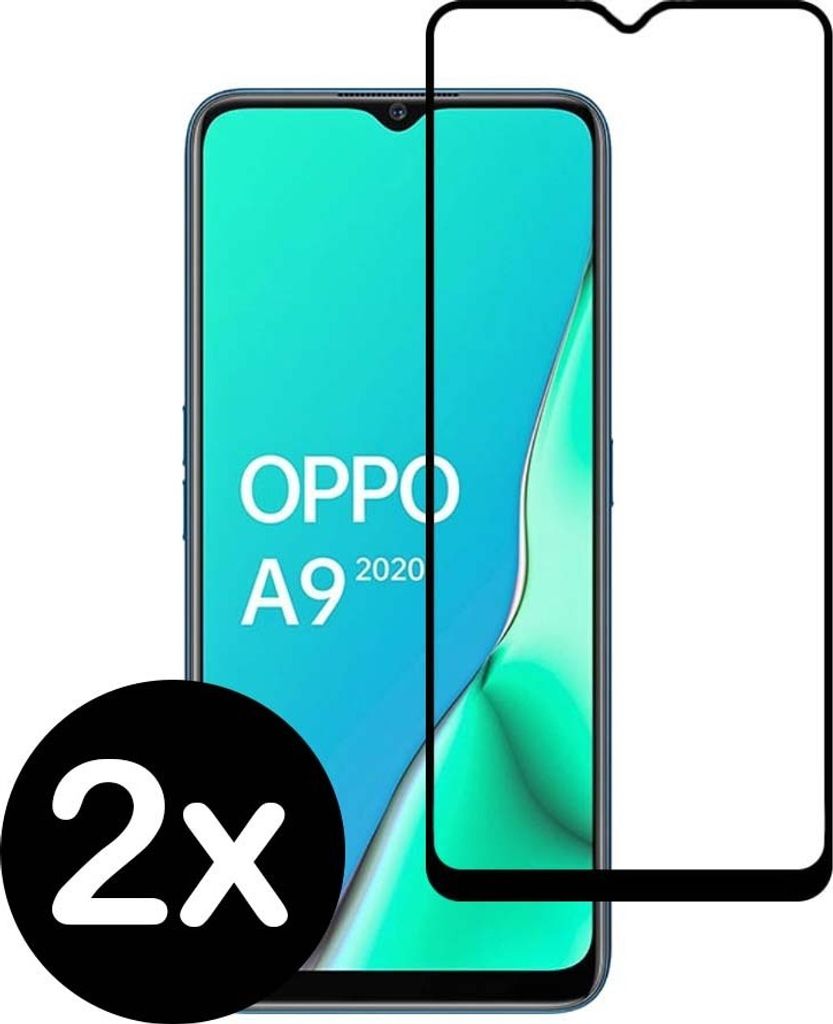 Smartphonica Full cover Glas Displayschutzfolie für Oppo A9 2020 aus gehärtetem Glas mit abgerundeten Ecken - 2 Stück