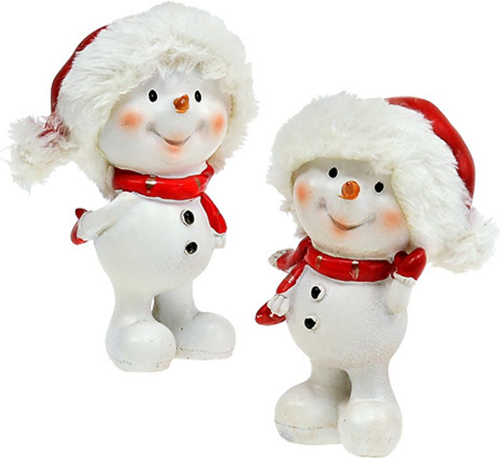 Schneemann Figur stehend winterliche Weihnachtsdeko 11,5cm 4er-Set, 4 Stück