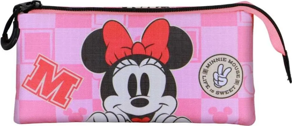 Trousse 3 Compartiments Disney Minnie Journey avec Fermeture Éclair Solide