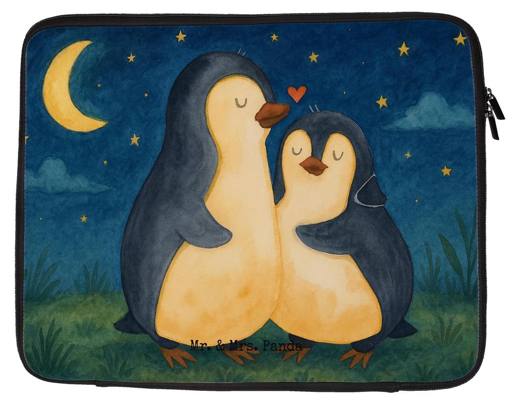 Mr. & Mrs. Panda Laptop Hülle Pinguine Einschlafen Design 27 x 36 cm - Weiß - Geschenk, Freundin, für, Tasche, Sleeve, Laptoptasche, Laptophüll...