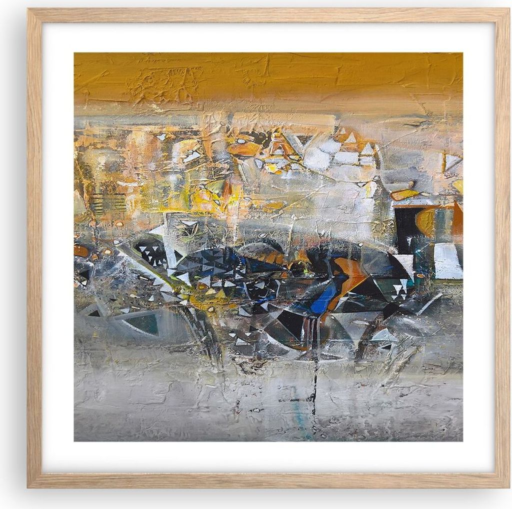 Gerahmtes Poster - Rahmen in heller Eiche - Abstraktion modern - 50x50 cm - Wand Bild - Wanddeko - Wandbilder - Wandposter - Bilderrahmen - Bilder ...
