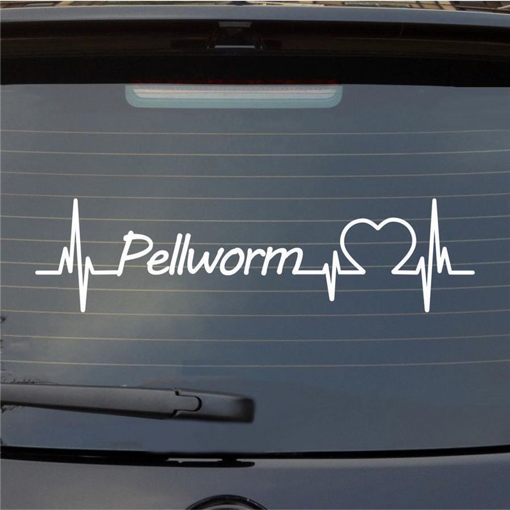 Heckscheibenaufkleber Pellworm Herzschlag Puls Insel Nordsee Liebe 55x14 cm Weiss Matt Auto Aufkleber Sticker