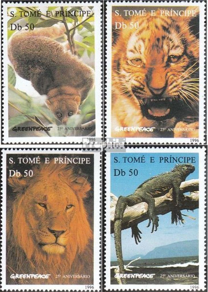 Briefmarken Sao Tome e Principe 1996 Mi 1676-1679 (kompl.Ausg.) postfrisch 25 Jahre Greenpeace