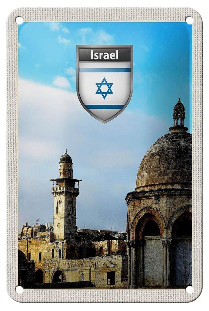 Blechschild Reise 12x18cm Israel Stadt Architektur Urlaub Schild