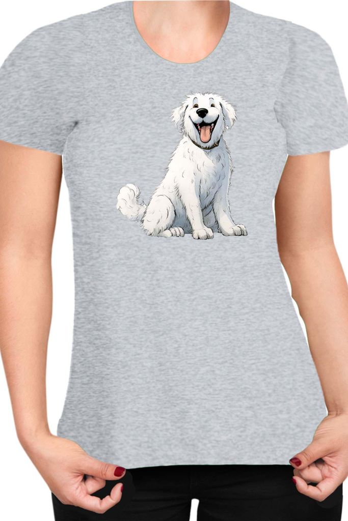 Damen T-Shirt Funny Dogs Breeds Kuvasz Dog Breed, Lady 2XL / Grau
