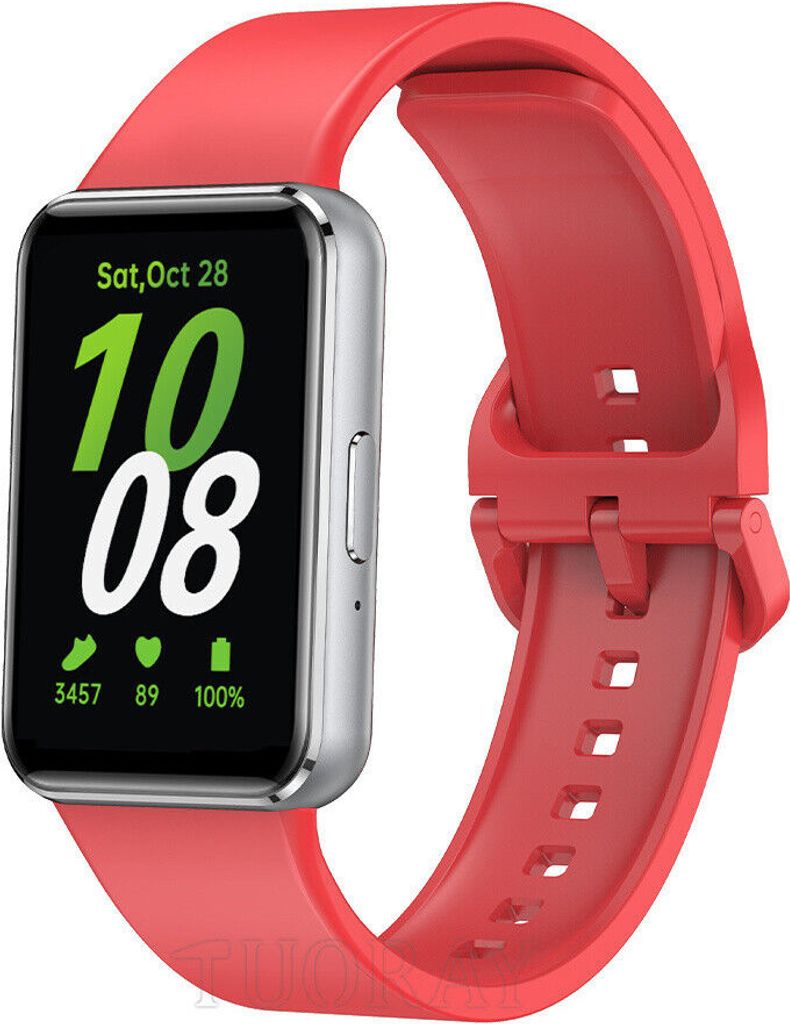 Strap-it Smartwatch Silikonarmband mit Schnalle – passend für Samsung Galaxy Fit 3 (Rot)