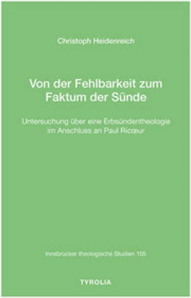 Livre pour recherche Von der Fehlbarkeit zum Faktum der Sünde philo
