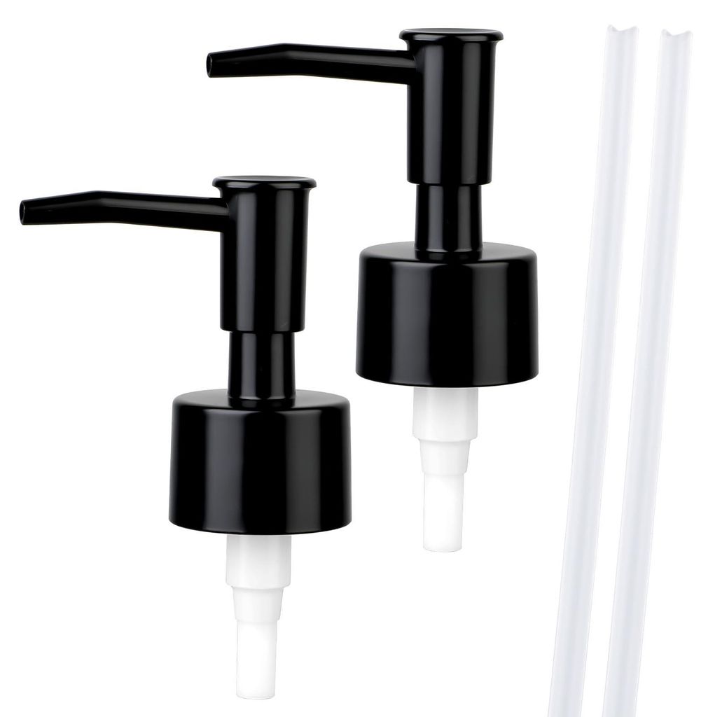 2-teiliger Ersatzpumpenkopf für Seifenspender, Seifenpumpenaufsatz aus Kunststoff, schwarz, für Flaschen mit 28-mm-Gewinde, Flüssigseife