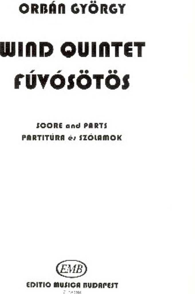 Quintet for flute, oboe, clarinet, horn and bassoon score and parts