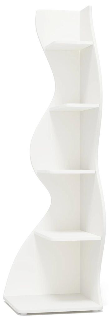 Eckregal, Eck-Bücherregal & Pflanzenständer - 5 Ebenen - Platzsparend - Freistehend - Spanplatte - 49,8×47,8×177,3 cm - Weiß