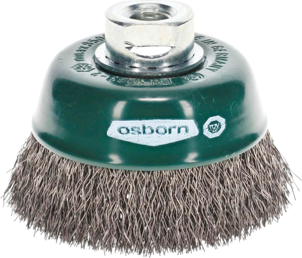 Osborn Drahtbürste für Winkelschleifer ø 80mm für Winkelschleifer Topfbürste mit Xtreme Spezialdraht - rostfreie Stahldrahtbürste, gewellt